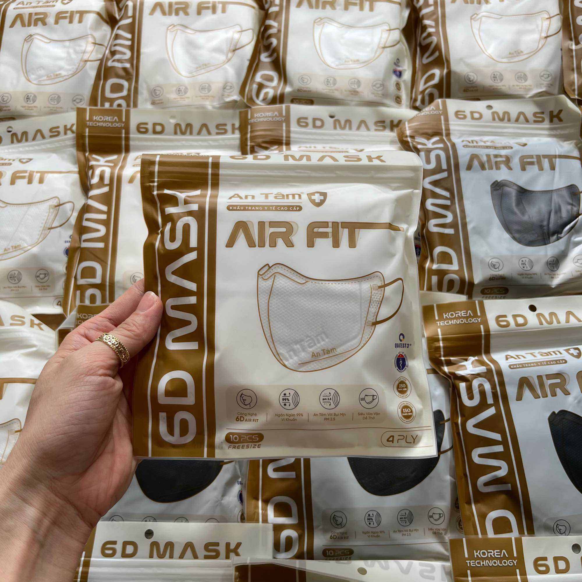 Set 50 khẩu trang 6D An Tâm dày 4 lớp kháng khuẩn chính hãng An Tâm