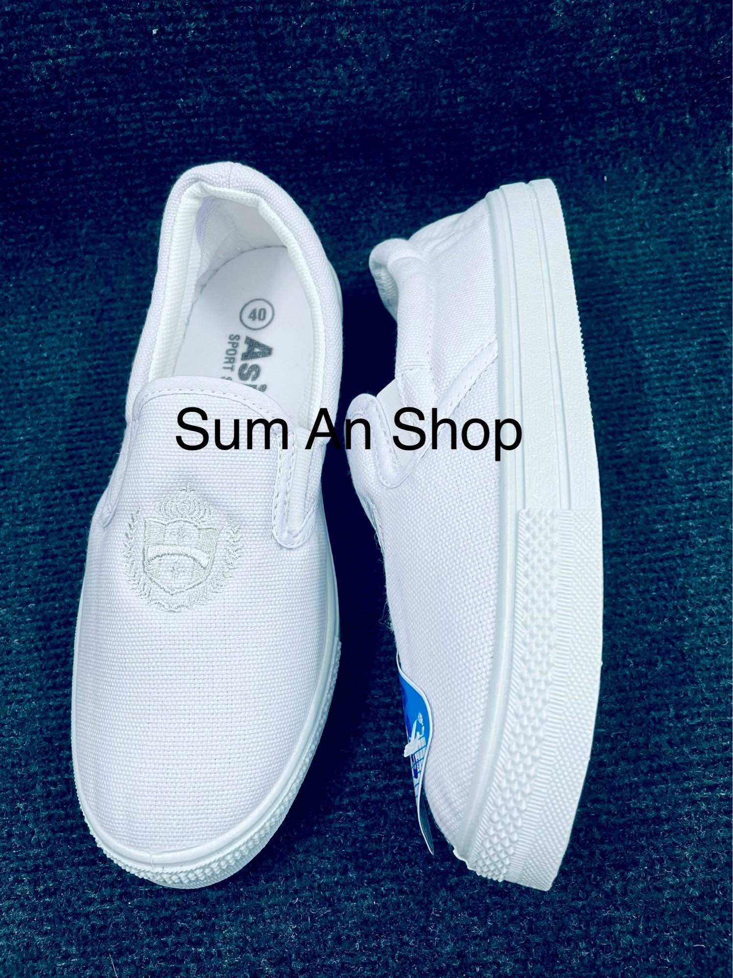 Giày thể dục lười Xỏ NAM vải TRẮNG M06 có size 44 thể thao học sinh Asia