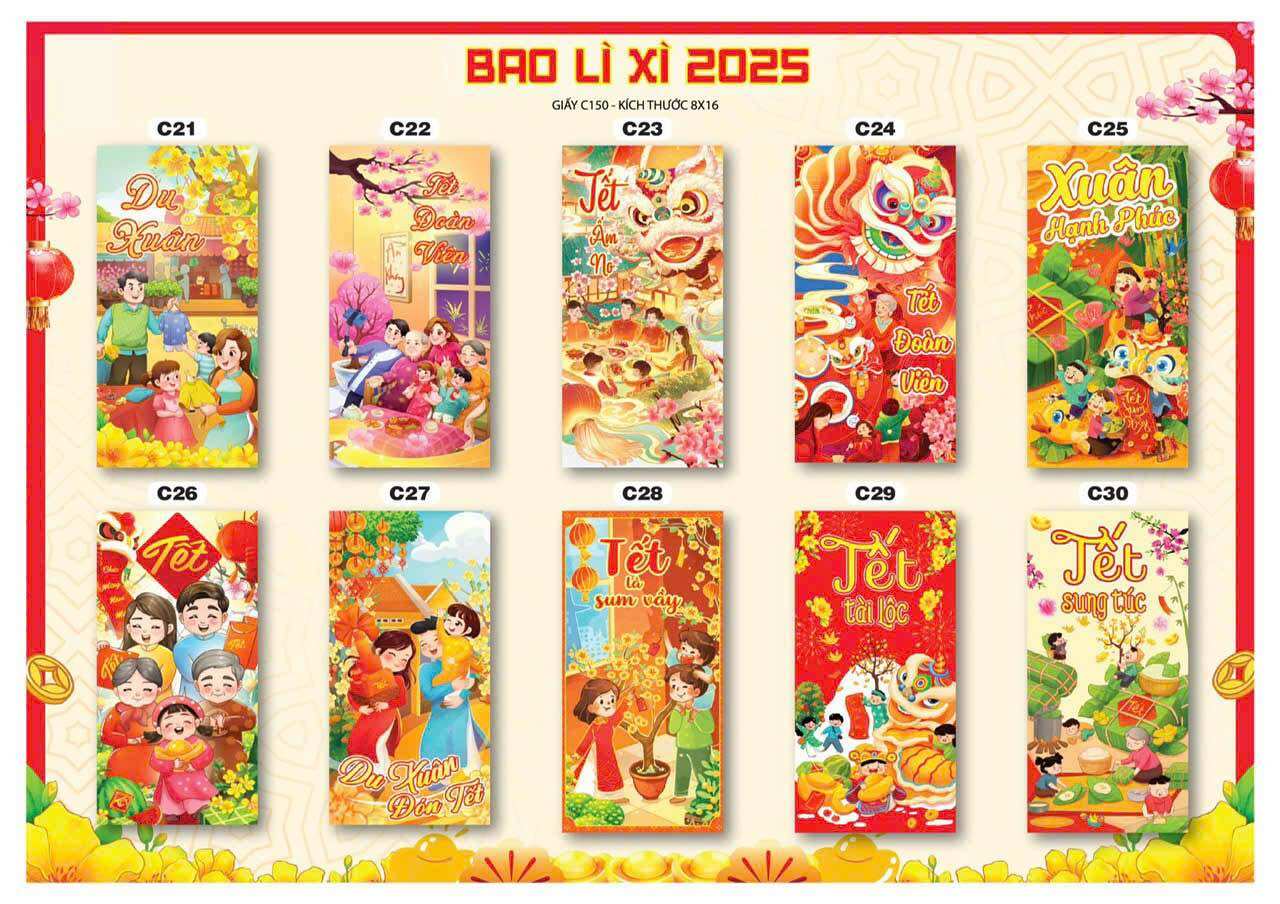 Combo 200 Bao Lì Xì Tết 2025 Giá Rẻ