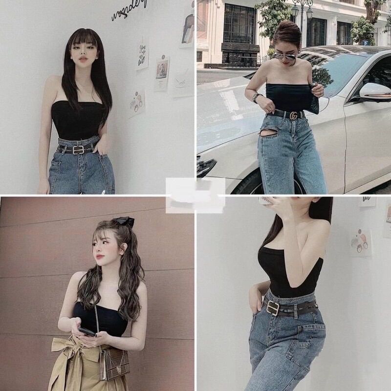Áo ống thun croptop - hình sàn chụp thật