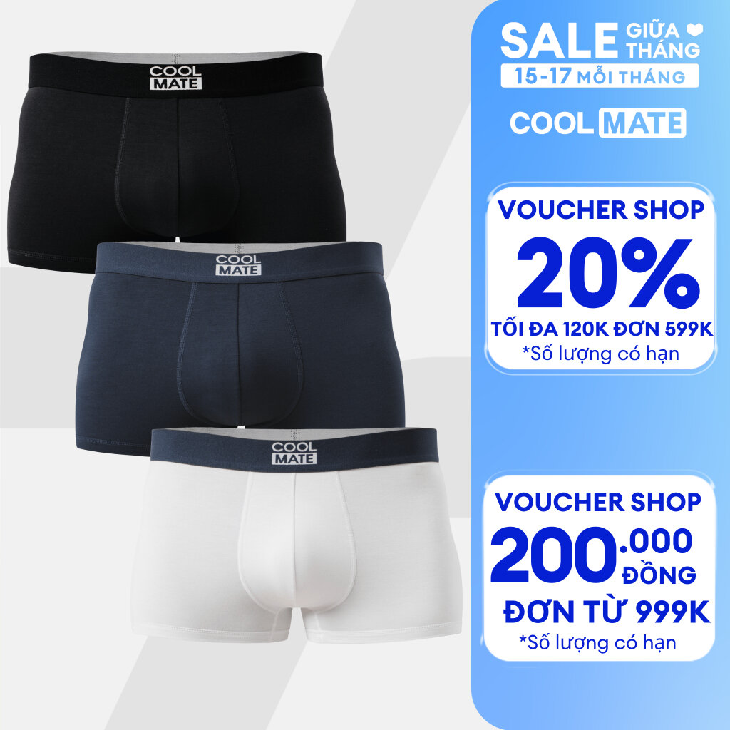 COMBO 3 Quần lót, sịp đùi boxer nam Trunk Bamboo kháng khuẩn cao cấp Coolmate
