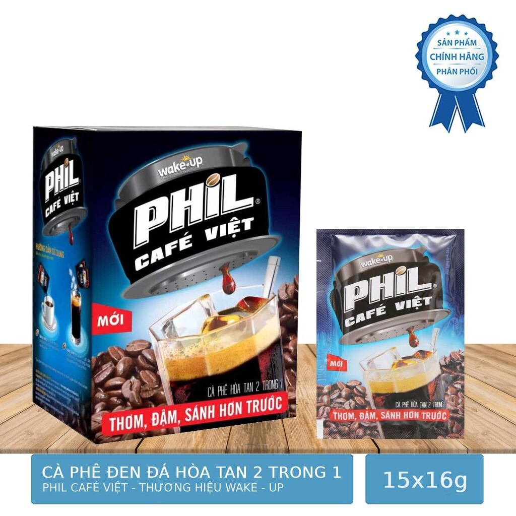 Cà Phê Đen PHIL Việt wake up Thơm Ngon (15gói x 16gam) DATE MỚI