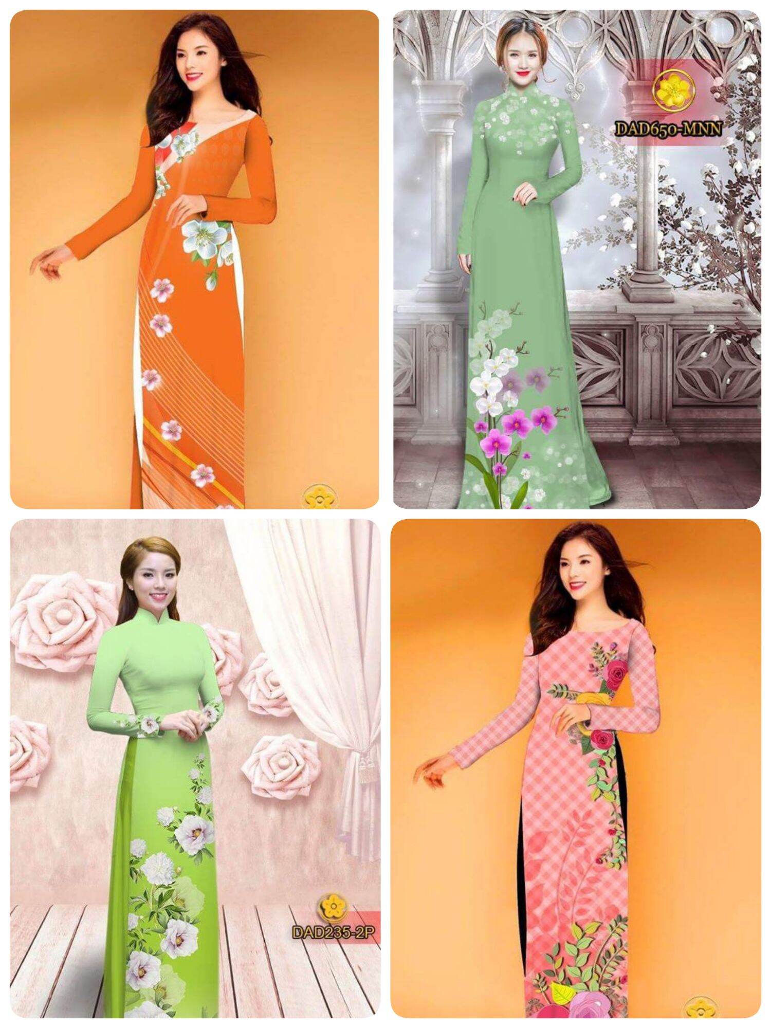 2m vải lụa tằm Ý in kỹ thuật số 3D may áo dài