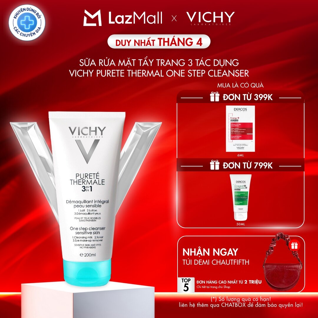 Sữa rửa mặt tẩy trang 3 tác dụng Vichy Purete Thermal One Step Cleanser