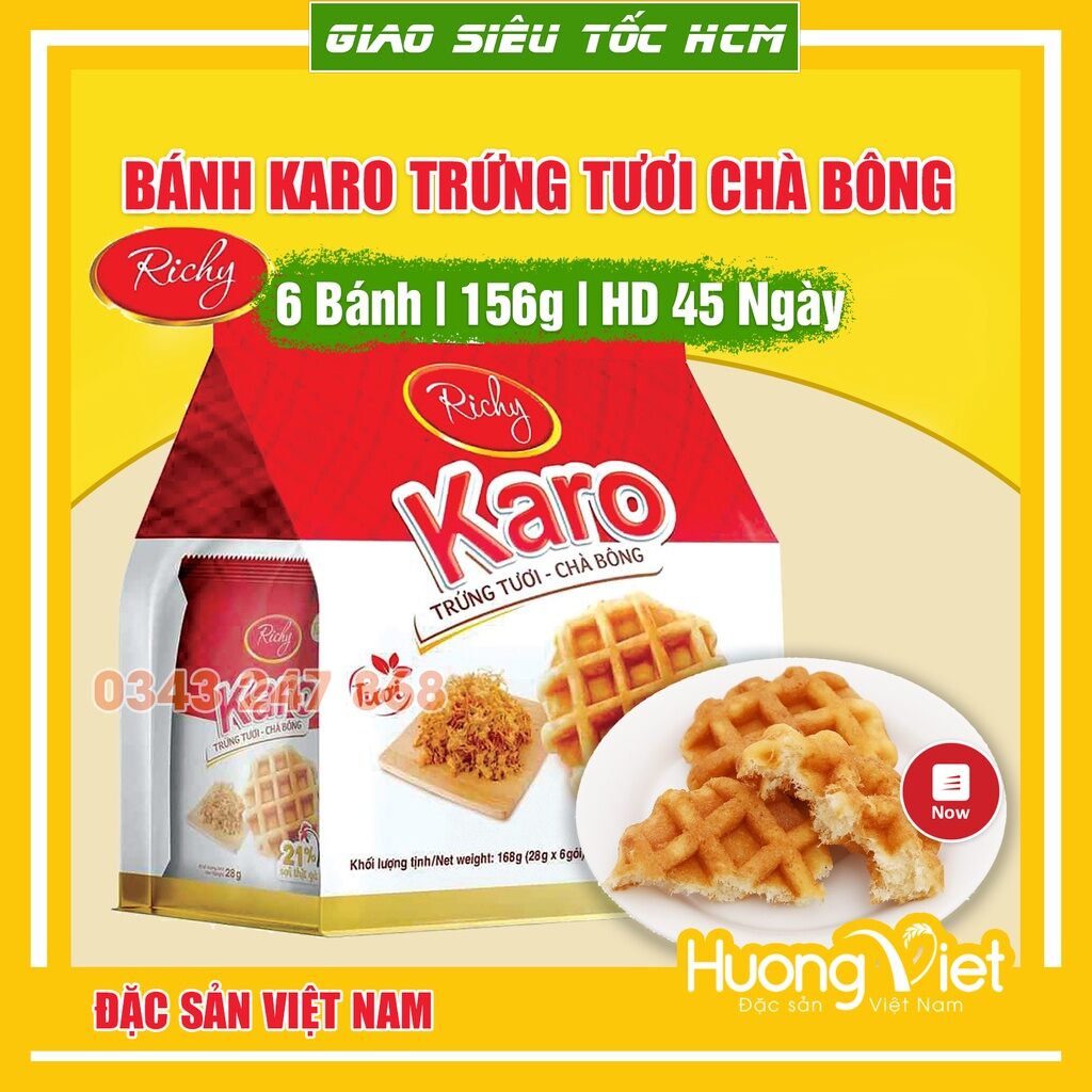 bánh KarO chà bông trứng tươi 156g ( 6 gói×26g )