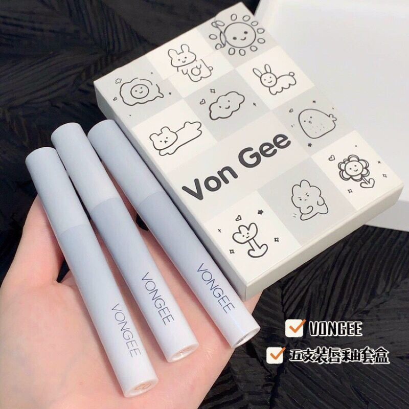 Set 5 cây son kem lì vongee hoạt hình