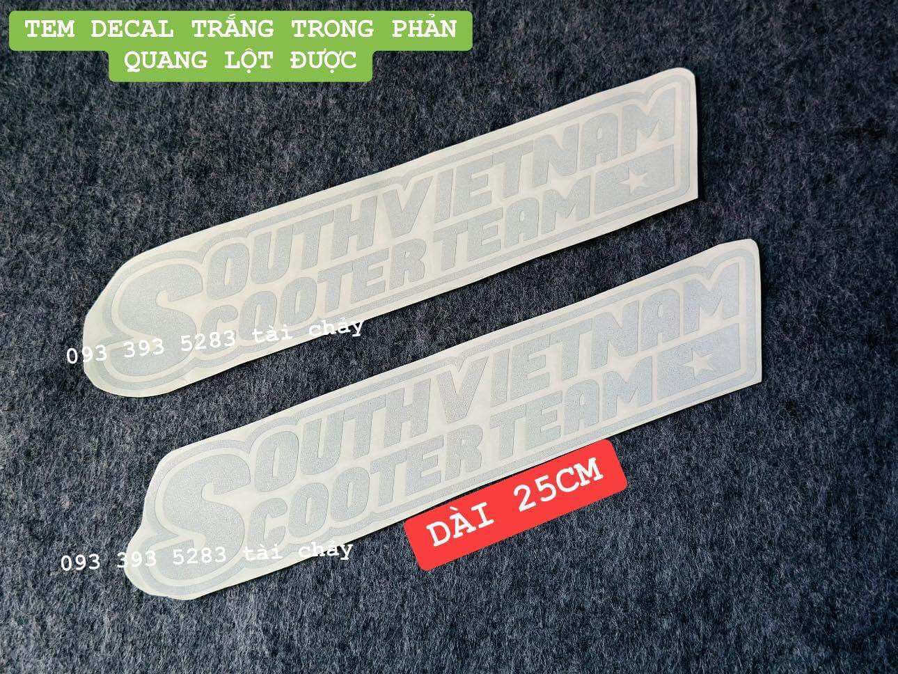 [ 1 MIẾNG ] TEM DECAL DÀI 25CM TRẮNG TRONG SUỐT PHẢN QUANG