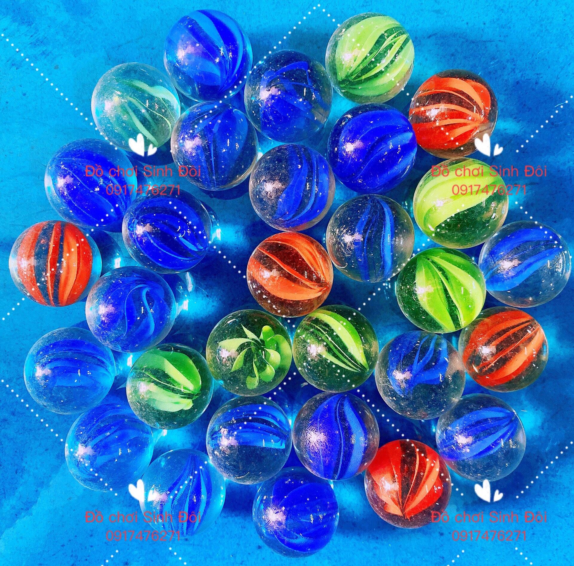 Bi lớn 25mm -khía màu - bịt 30 viên - bi trang trí cây cảnh và hồ cá