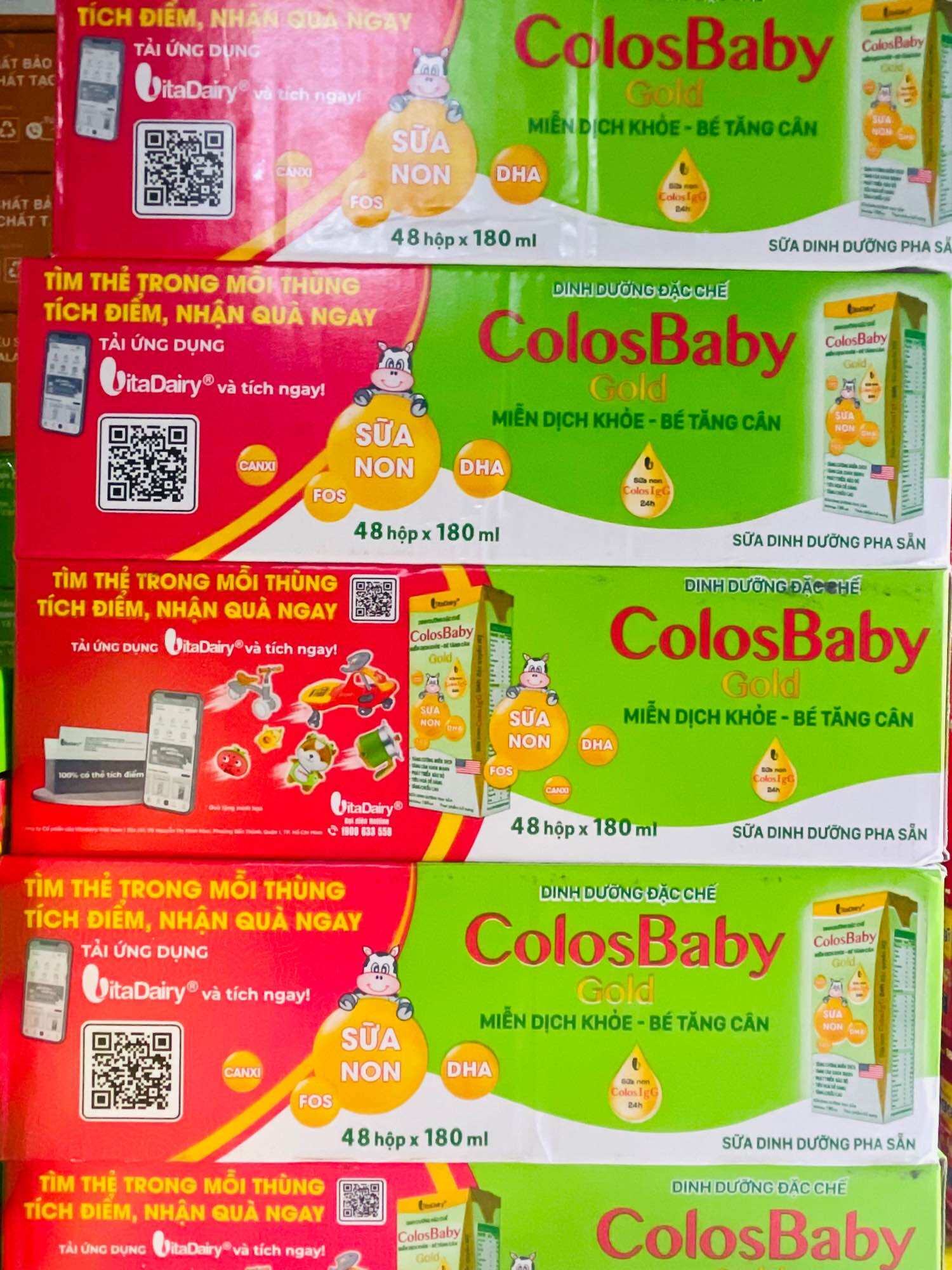 (Date 01/2025, Mẫu Thẻ cào) Thùng 48 hộp Sữa bột pha sẳn Colosbaby 180ml