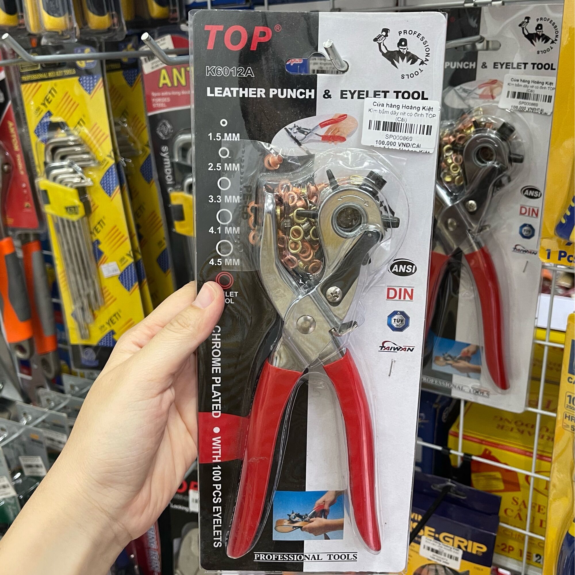 Kìm bấm lỗ dây nịch top k6012a chính hãng tặng kèm khoen chính hãng