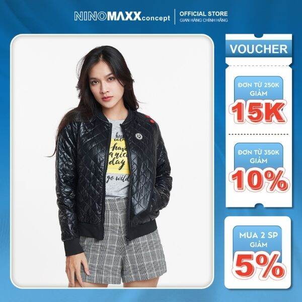 Ninomaxx áo khoác bomber nữ chần bông họa tiết 1805174