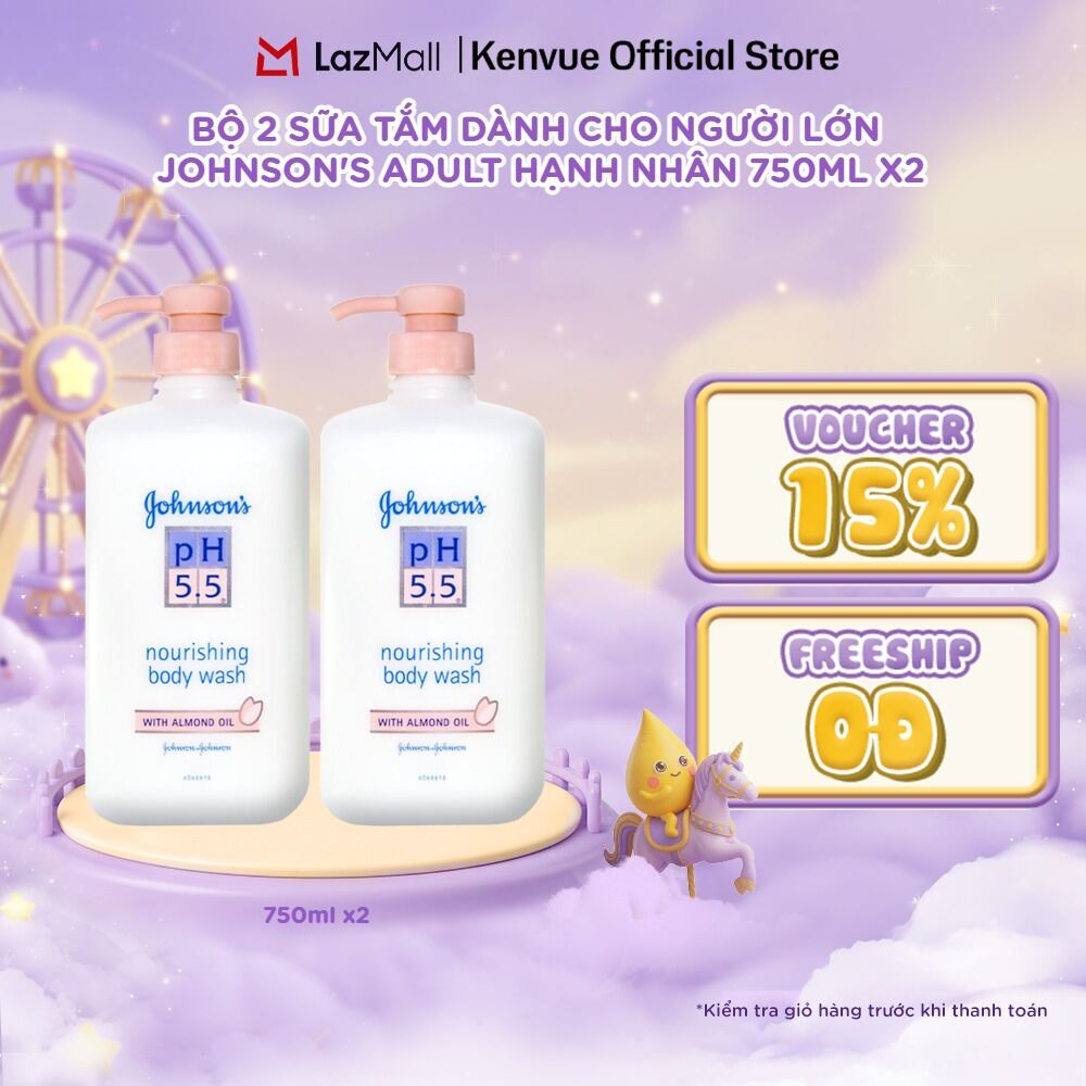 Combo 2 Sữa Tắm Người Lớn Dầu Hạnh Nhân Johnson's Adult Ph5.5 - Dung Tích 750mlx2