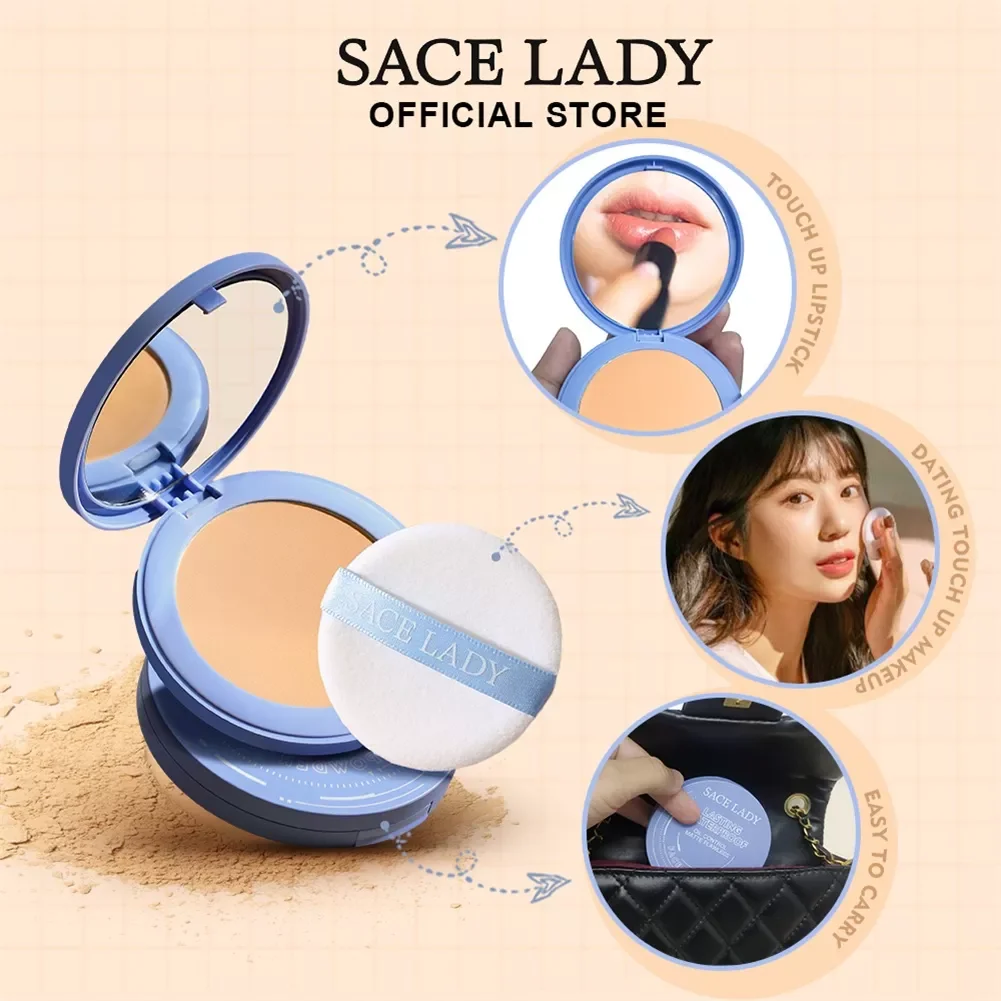 phấn phủ kiềm dầu lâu trôi chống thấm nước SACE LADY kèm gương