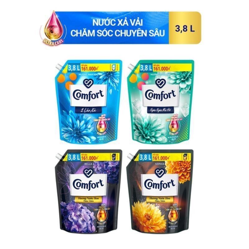 Nước xả vải comfort thơm ngát đủ màu 3,8l