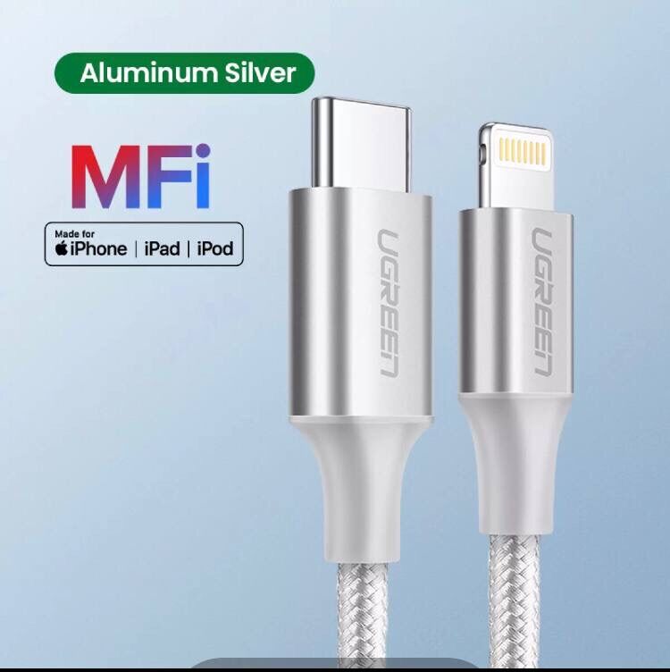 Ugreen usb c to lightning cable, mfi certified pd20w iphone charging