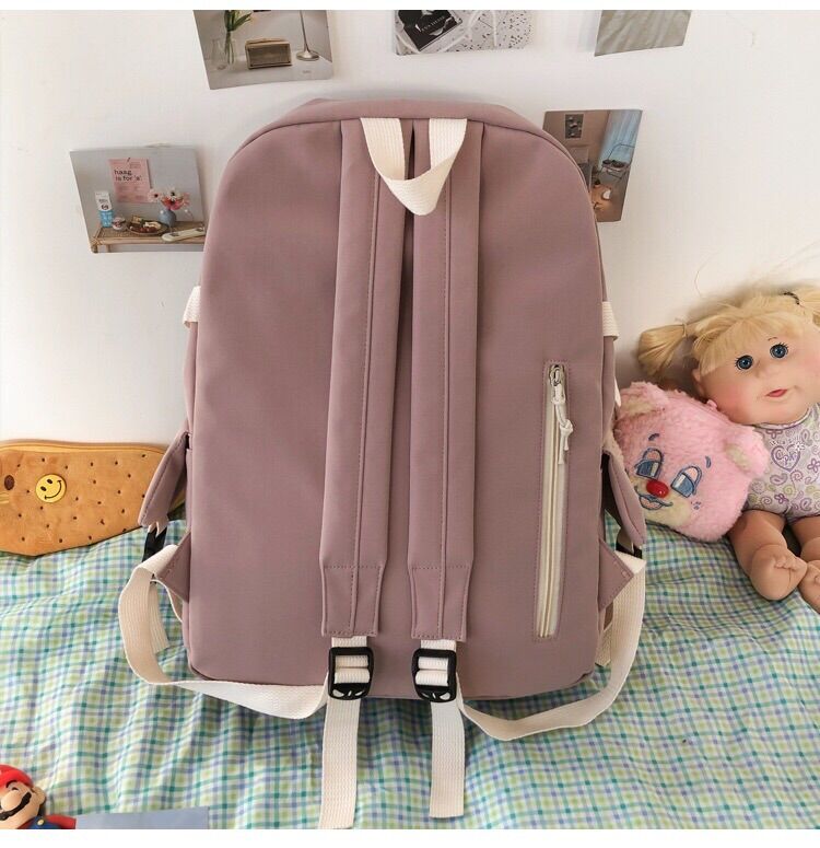 (Tặng gấu & sticker) Balo ulzzang chống nước Hàn Quốc vải đẹp