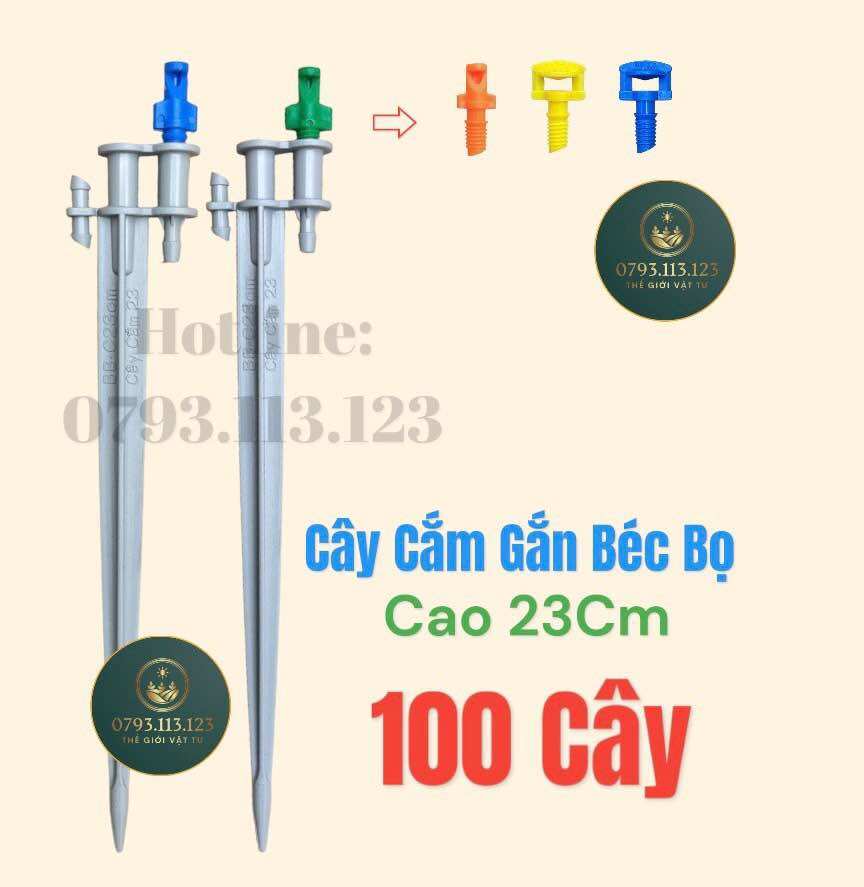 100 cây cắm béc tưới 23cm dùng cho ống 5 - 6 ly