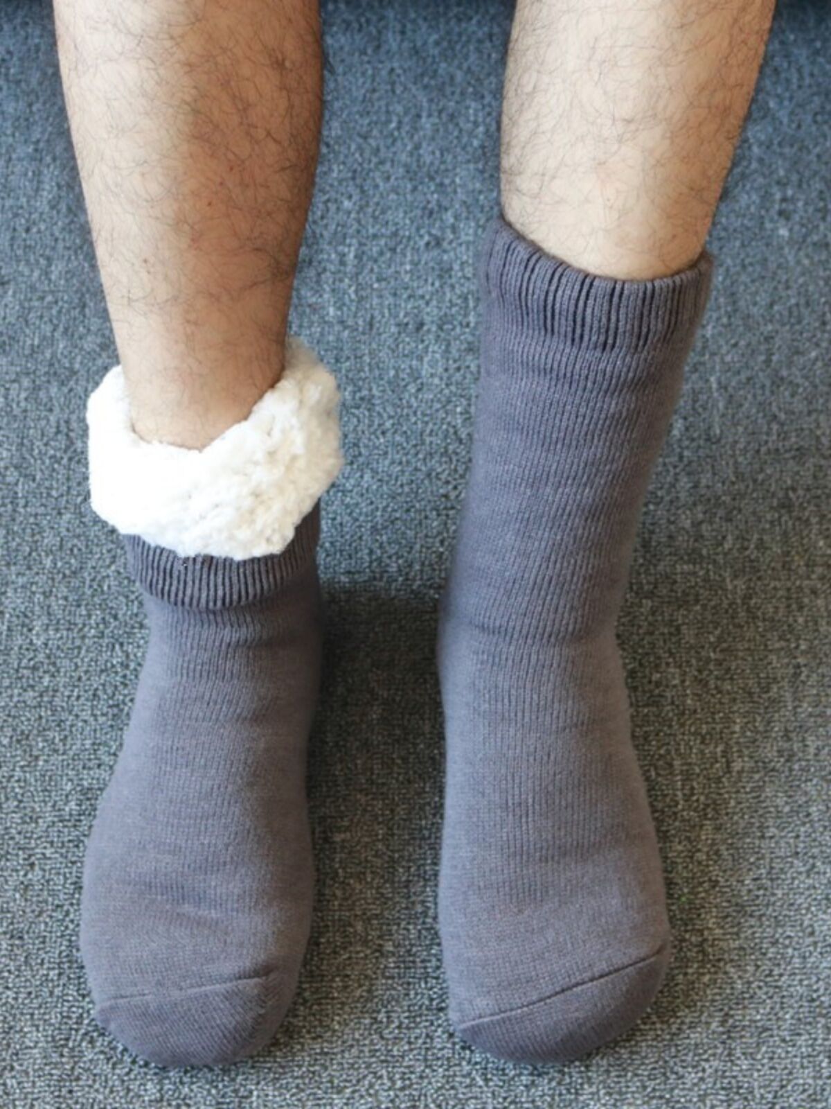 Tất Sàn Nam Mùa Đông Dày Dặn, Ấm Áp, Chống Trượt, Mặc Ở Nhà, Tất Dài Đến Bắp Chân, Màu Trơn, Thoải Mái, Thoáng Khí