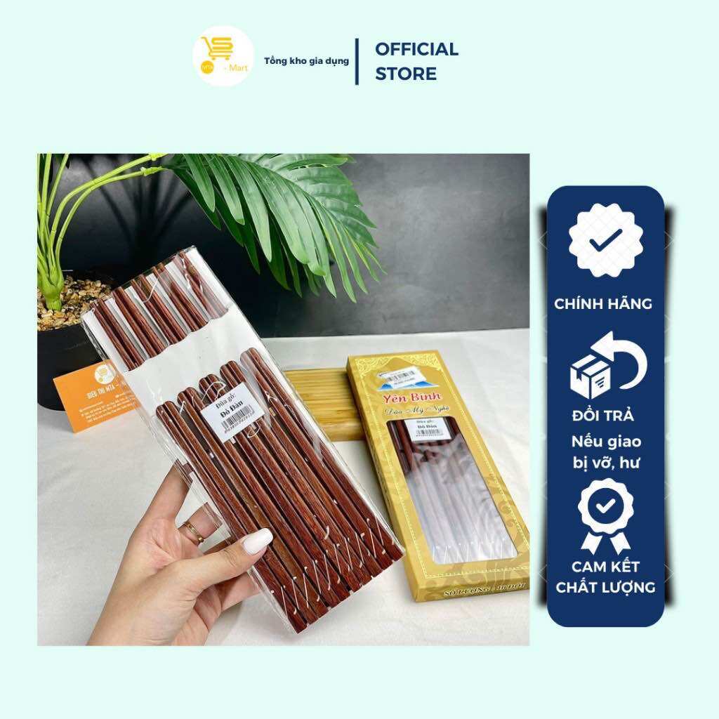 Đũa Gắp Thức Ăn, Đũa Ăn Cơm/ Tiệc, Hộp 10 Đôi Đũa Gỗ Cẩm Lai Mẫu Đẹp, Bền, An Toàn Khi Dùng MTA-MART2
