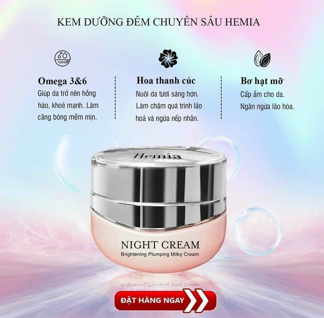 [Chính hãng Hàn Quốc] Kem Đêm Hemia Dưỡng Trắng Da