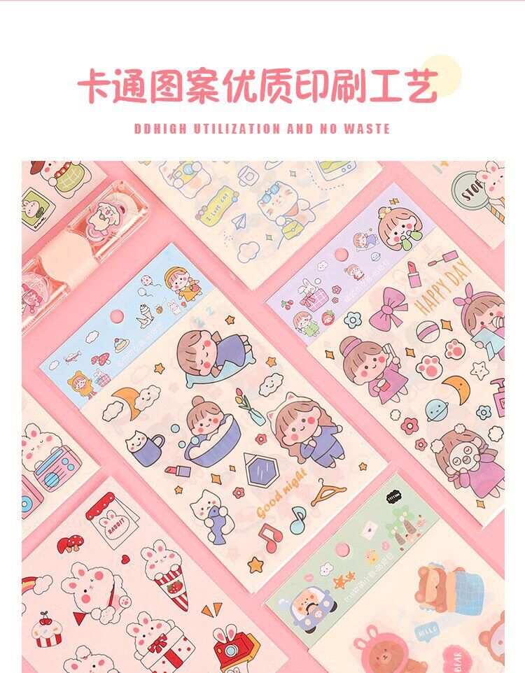Set 4 tấm sticker trang trí siêu dễ thương