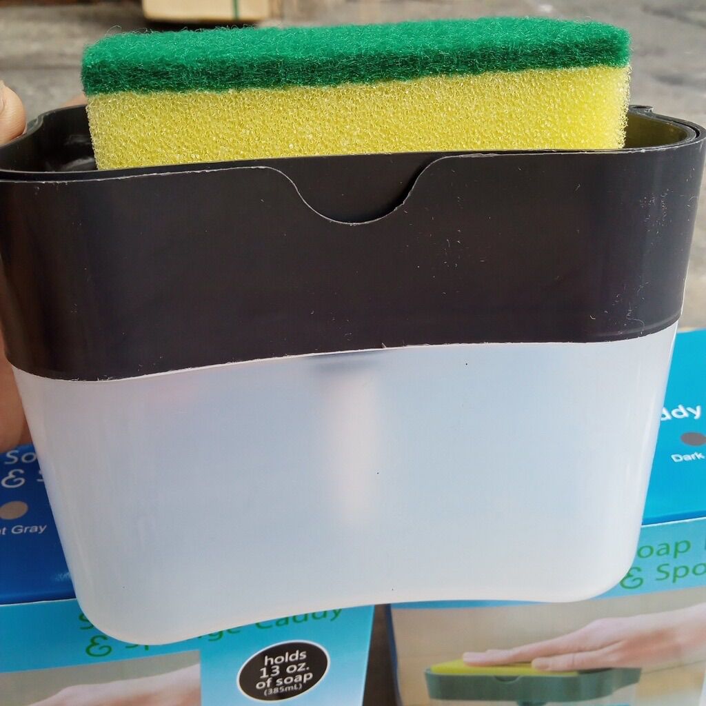 Bộ rửa chén, bát đa năng 2 trong 1 kiêm hộp đựng nước rửa chén bơm tự động, tặng kèm miếng bọt biển chuyên lau rửa, vệ sinh nhà bếp, phòng tắm tiện dụng