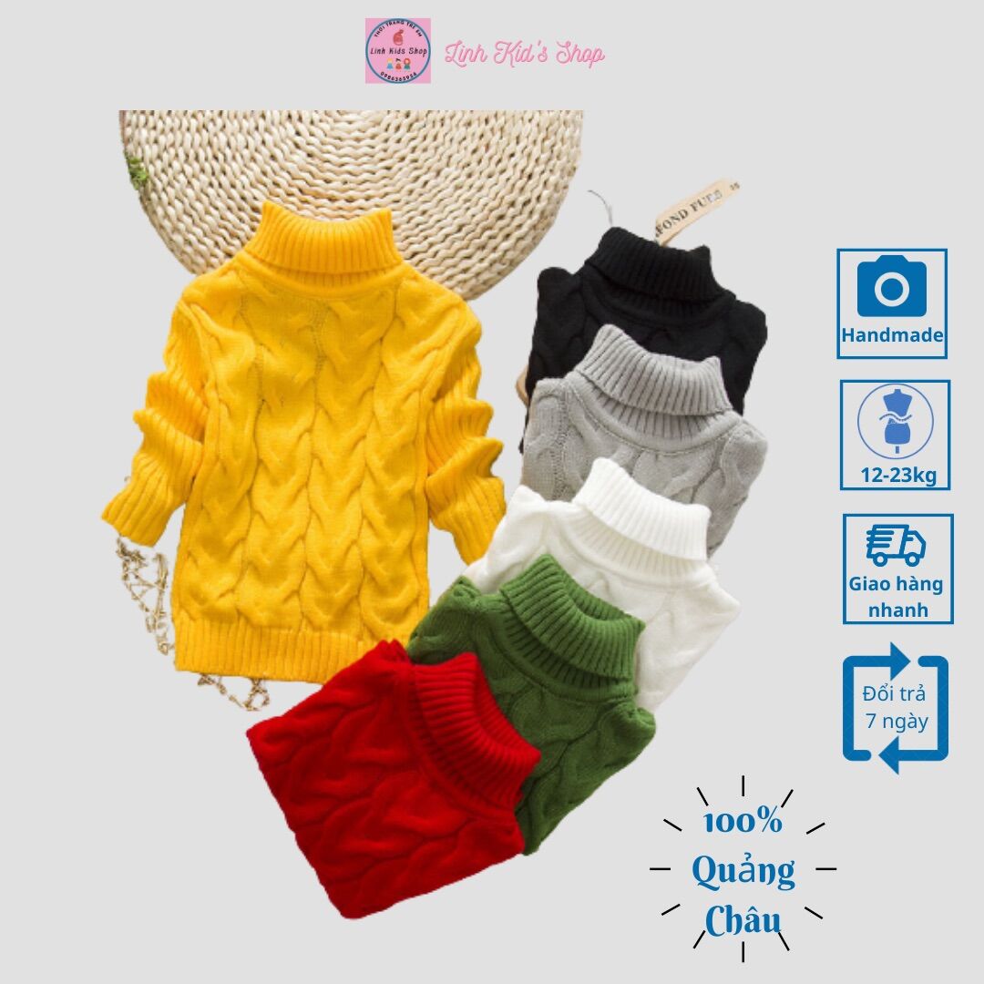 Áo len cao cổ vặn thừng Quảng Châu cho bé trai và bé gái từ 10-23kg