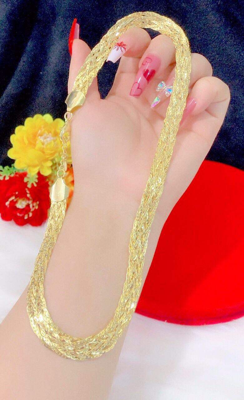 Dây chuyền kiểu bính lớn mạ vàng 18k pha bạc cực đẹp