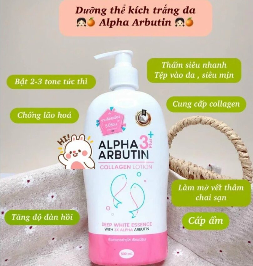 Sữa Dưỡng Thể Alpha Arbutin 500ml Lotion Collgen , Kem Dưỡng Thể Trắng Da Alpha Arbutin Thái Lan