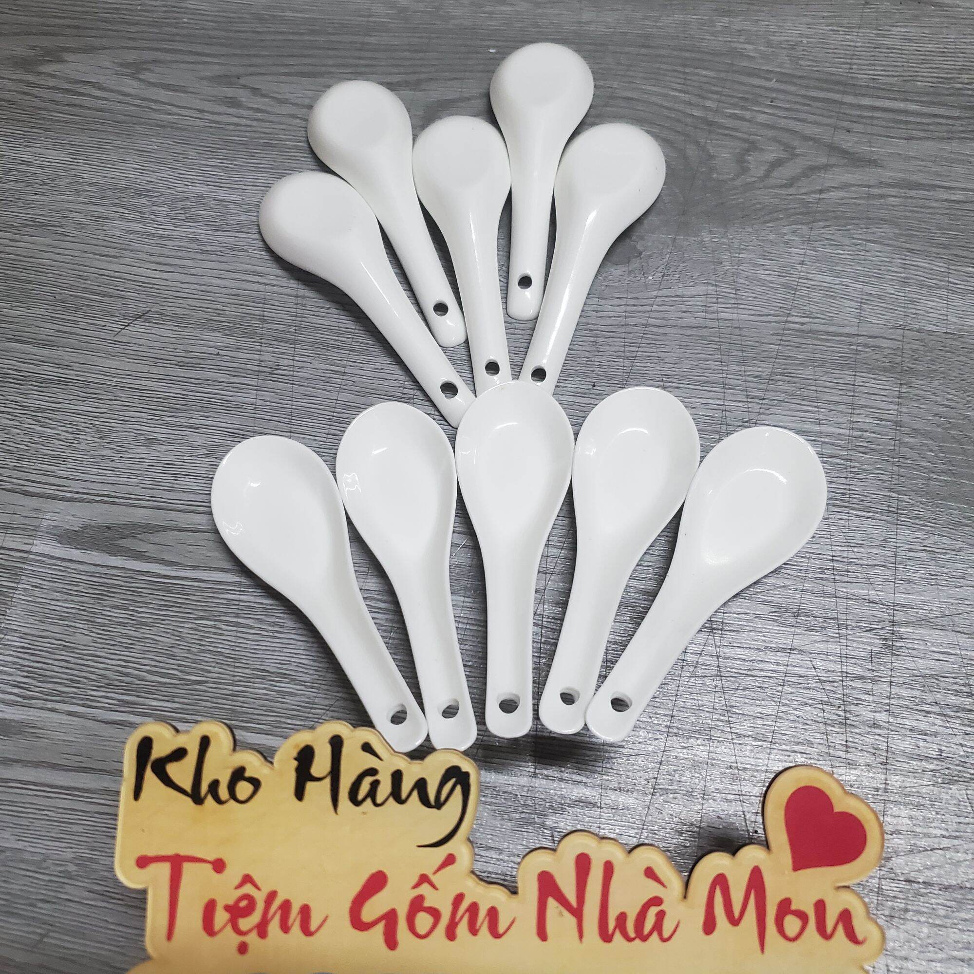 Combo 10c muỗng sứ trắng nhỏ ms*038