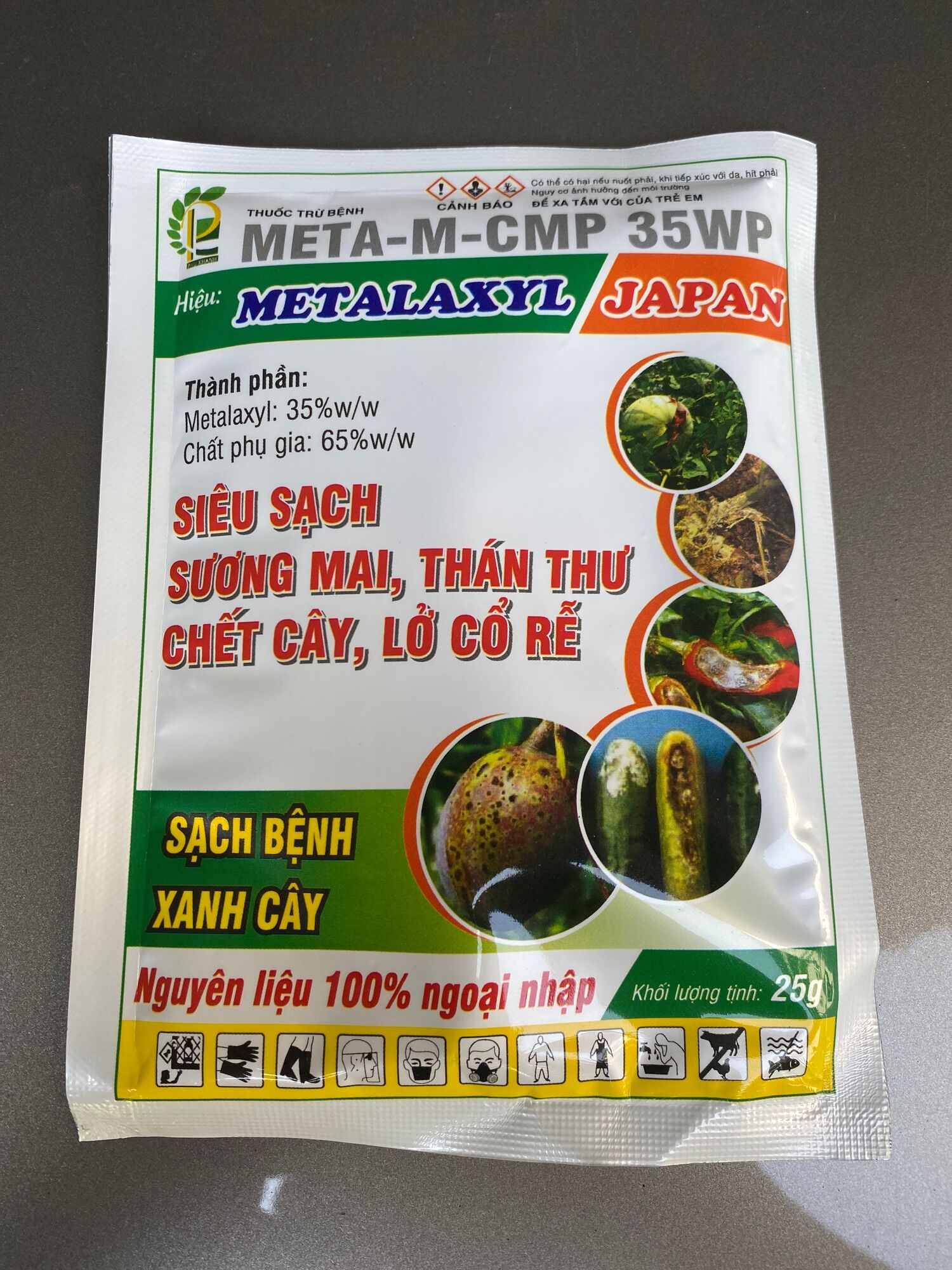 Thuốc trừ nấm bệnh METALAXY JAPAN gói 25gr siêu sạch sương mai thán thư chết cây lở cổ rễ phấn trắng thối quả váng lá xì mũ
