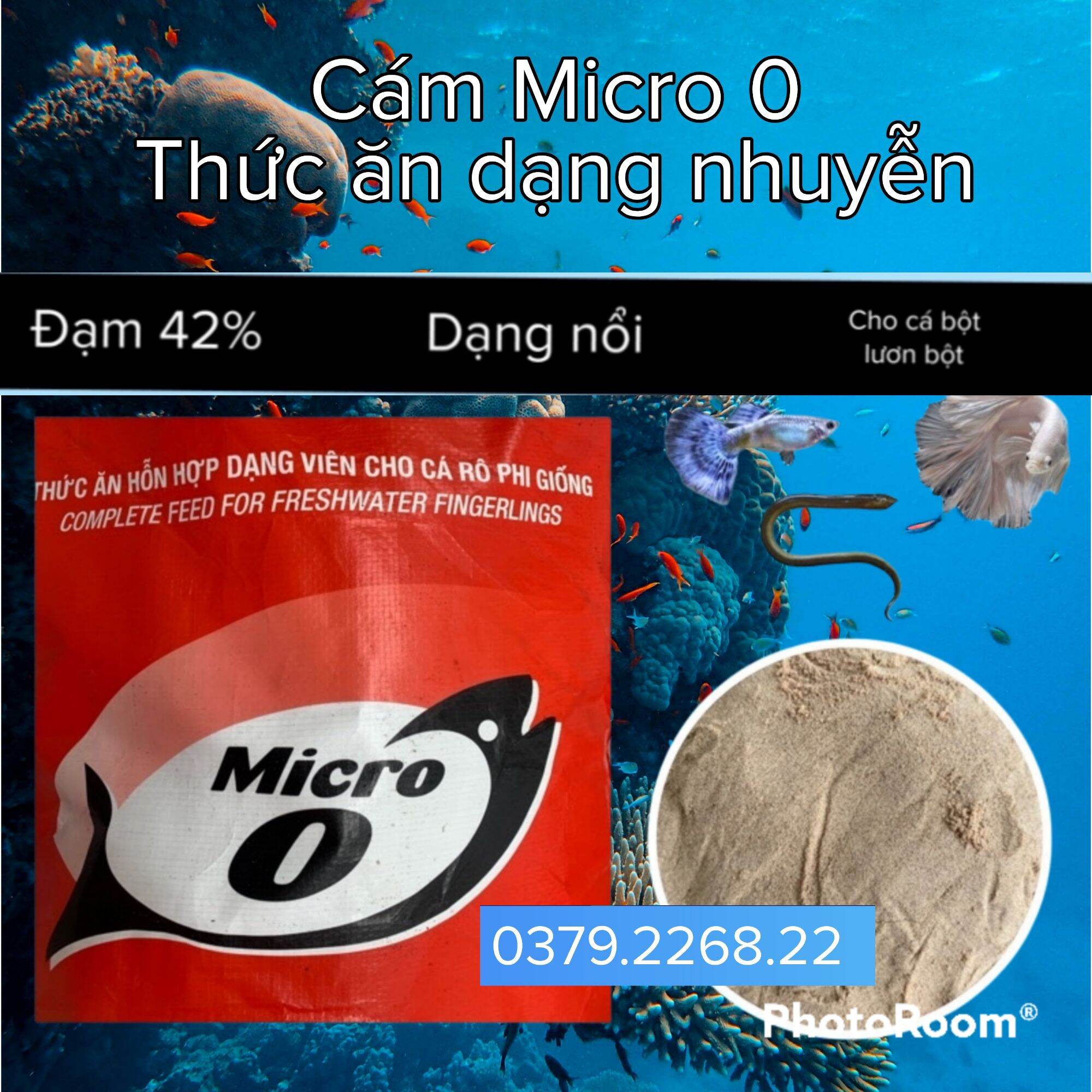 Cám micro 0 , cho cá bột, lươn giúp cá lớn nhanh túi 1kg