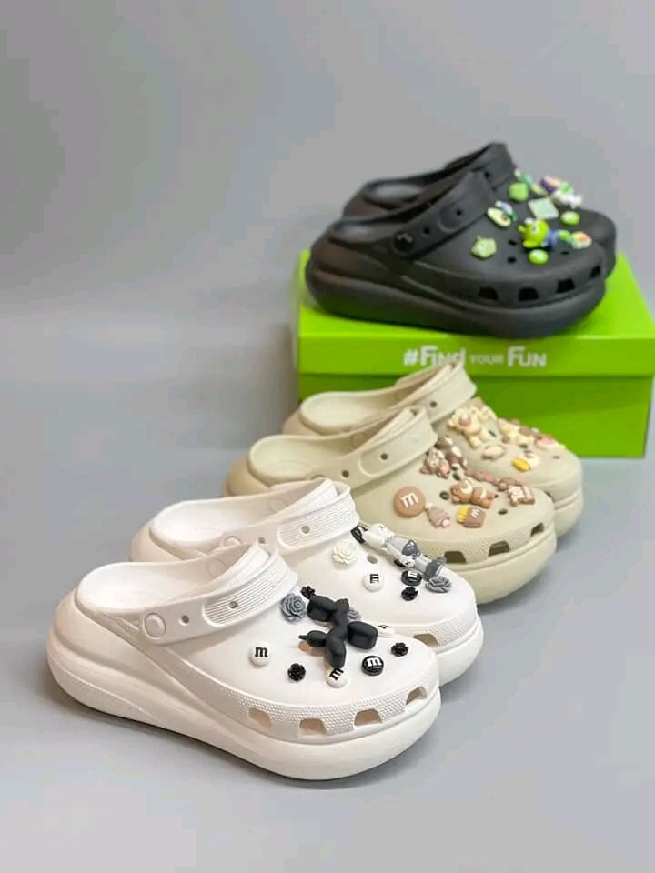 Dép sục crocs band crush đế cao cho nữ- tặng 10 sticker - hàng chính hãng xuất dư