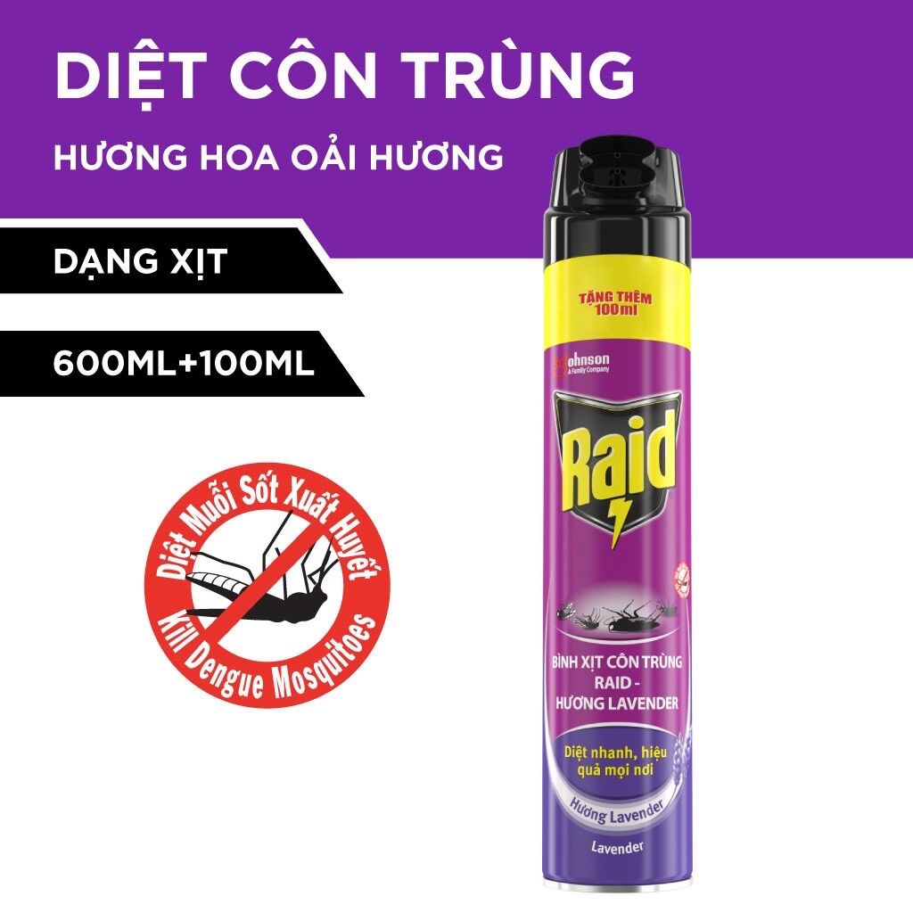 Bình xịt côn trùng RAID- hương lavender 520ml