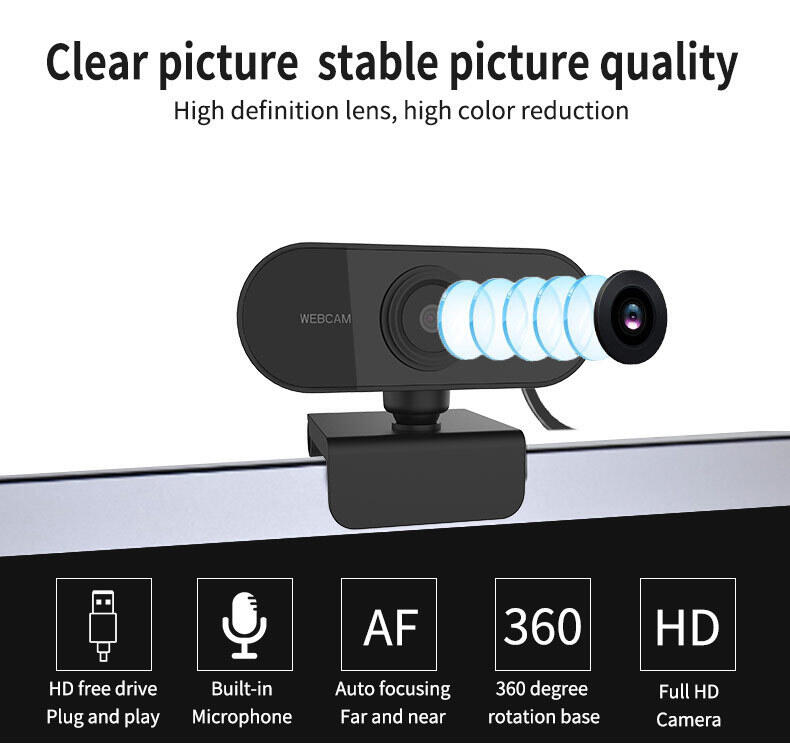 Computer Webcam 1080P Full HD Camera USB Computer Smart Camera for Laptops & Desktops & All in one Computers