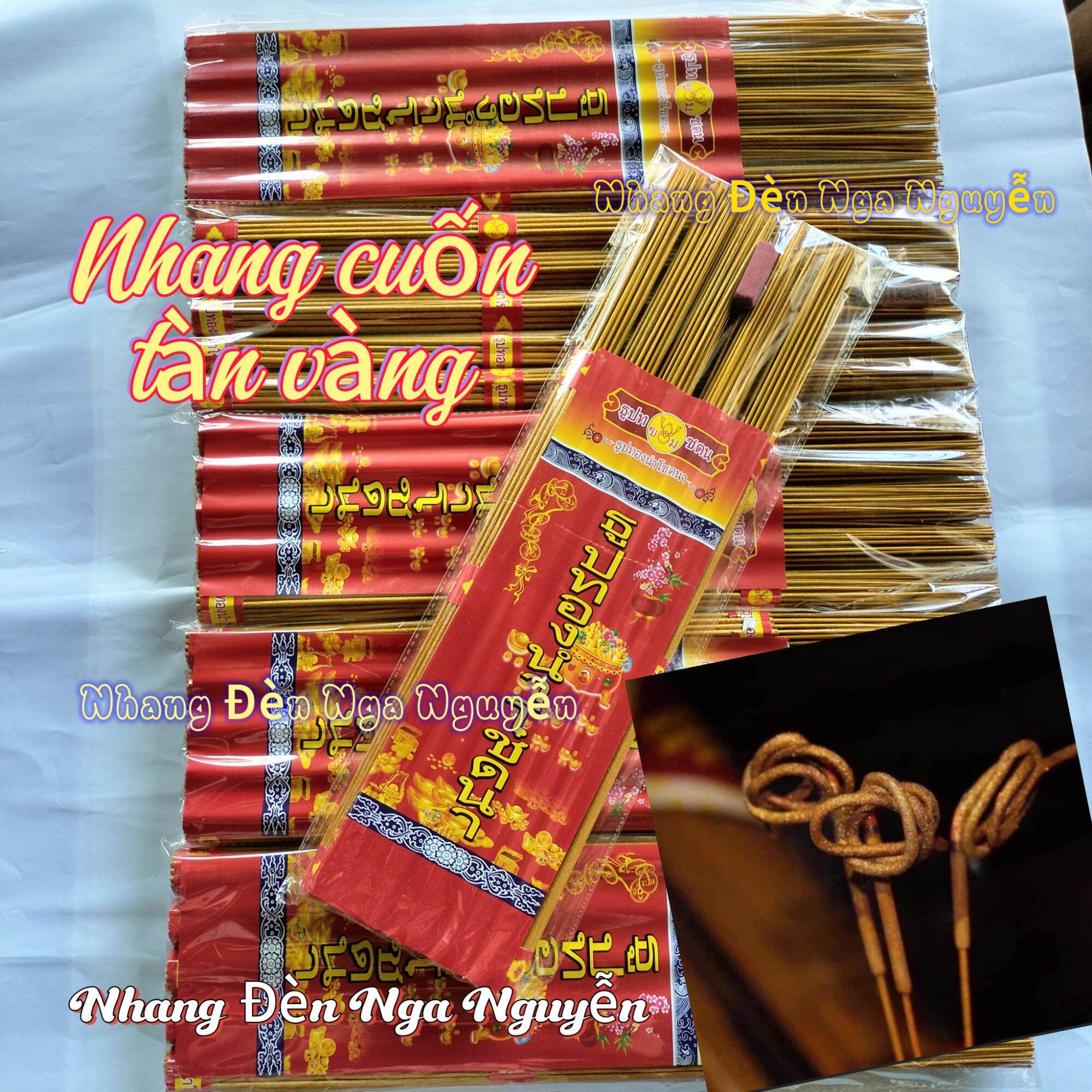 Nhang cuốn tàn vàng thơm Lài tặng kèm nhang số 185 cây/thẻ