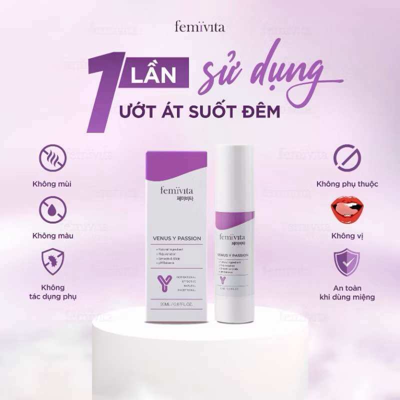 Femivita Gel Venus Y Passion - Hỗ trợ tăng cảm hứng, chăm sóc, se K.H.I.T kháng khuẩn và giảm ngứa cô bé