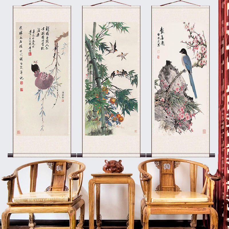 Tian shiguang tranh danh họa giả cổ trục cuốn sao chép tranh hoa và chim trang trí phòng ngủ phòng khách thư phòng tranh treo tranh chữ trang trí quán trà