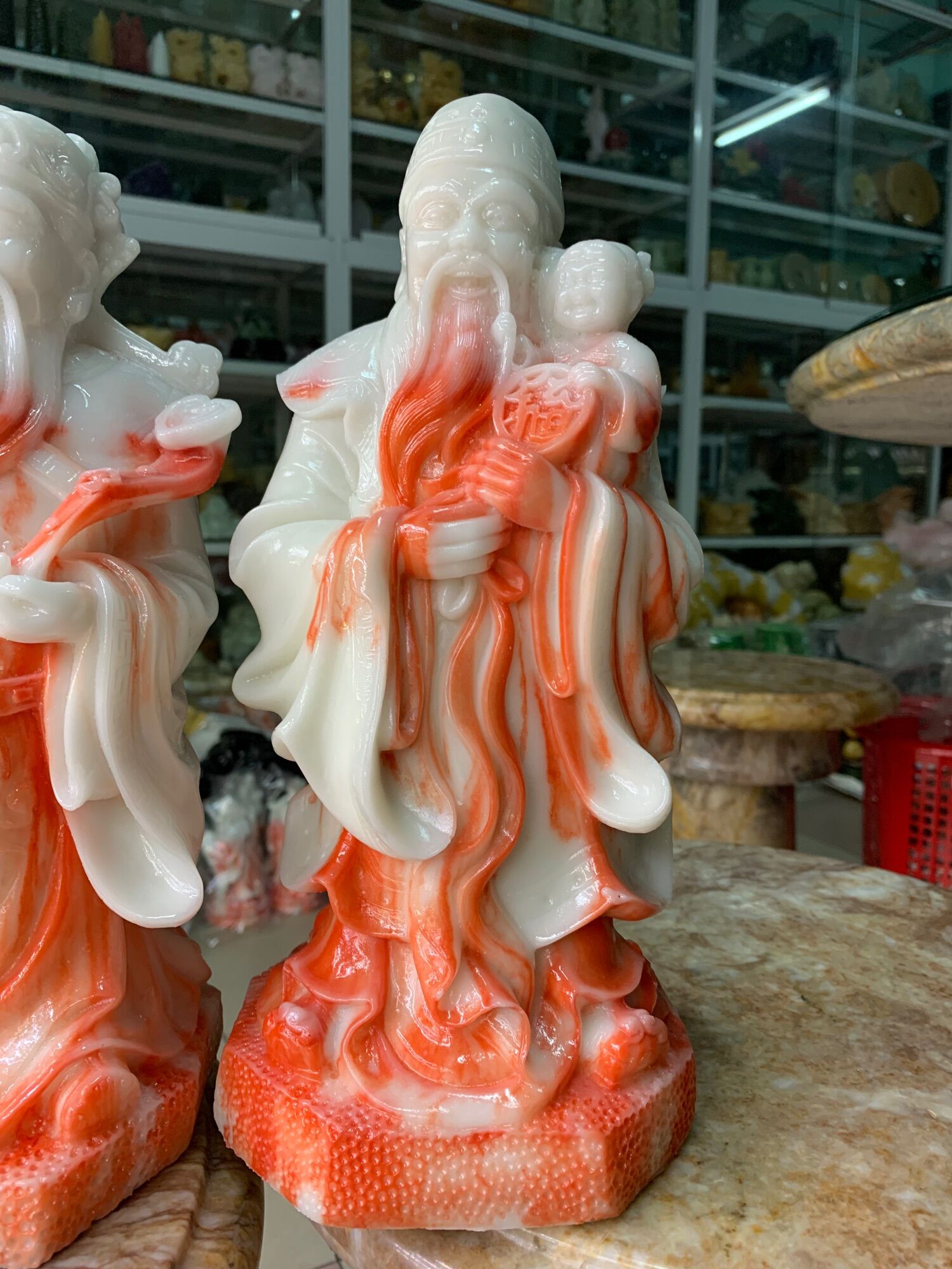 Tượng Tam Đa, Phúc Lộc Thọ Đá Đúc 30cm – Quà Tặng Phong Thủy May Mắn, Trang Trí Sang Trọng