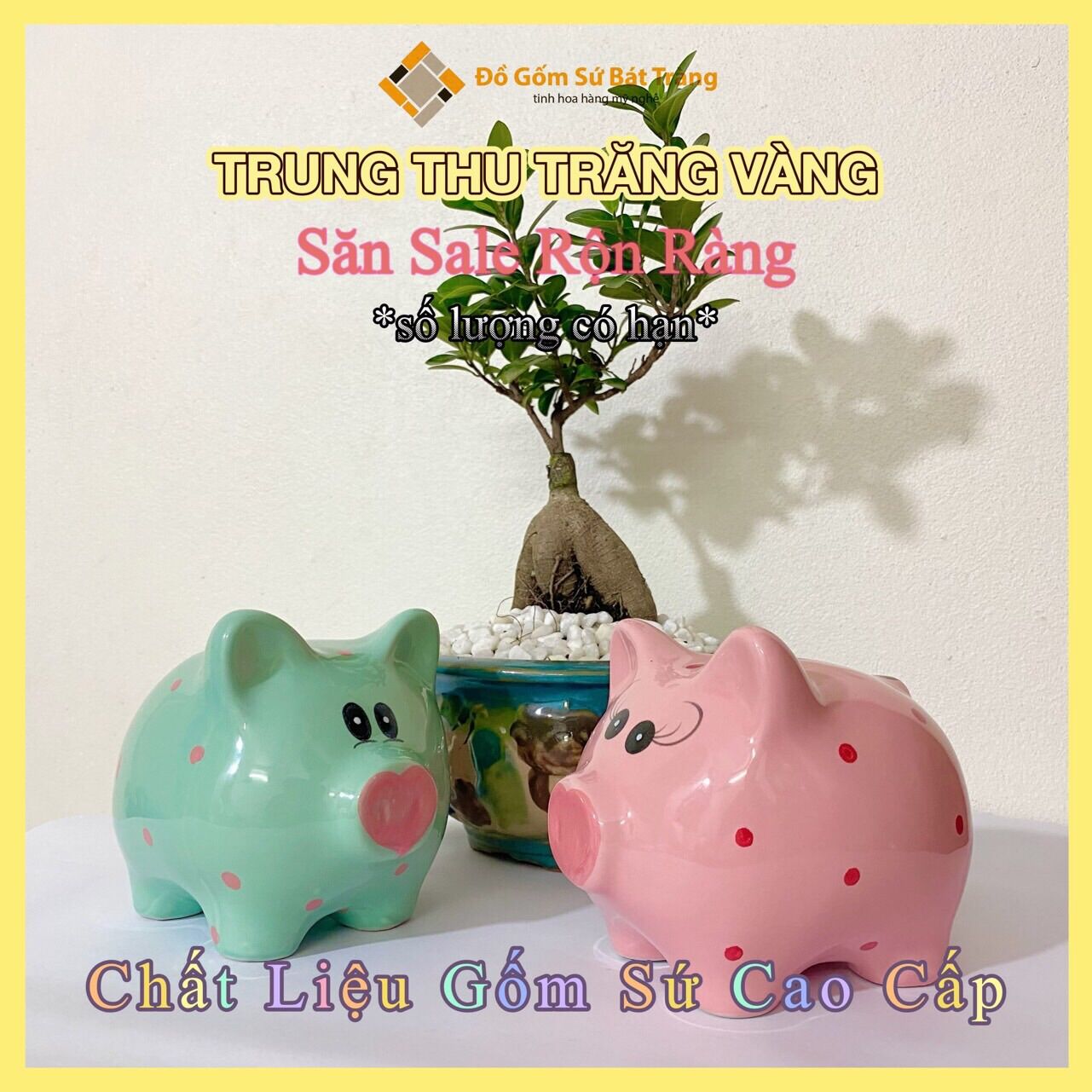 Heo sứ cầu vồng Bát Tràng heo đất tiết kiệm, lợn đất tiết kiệm