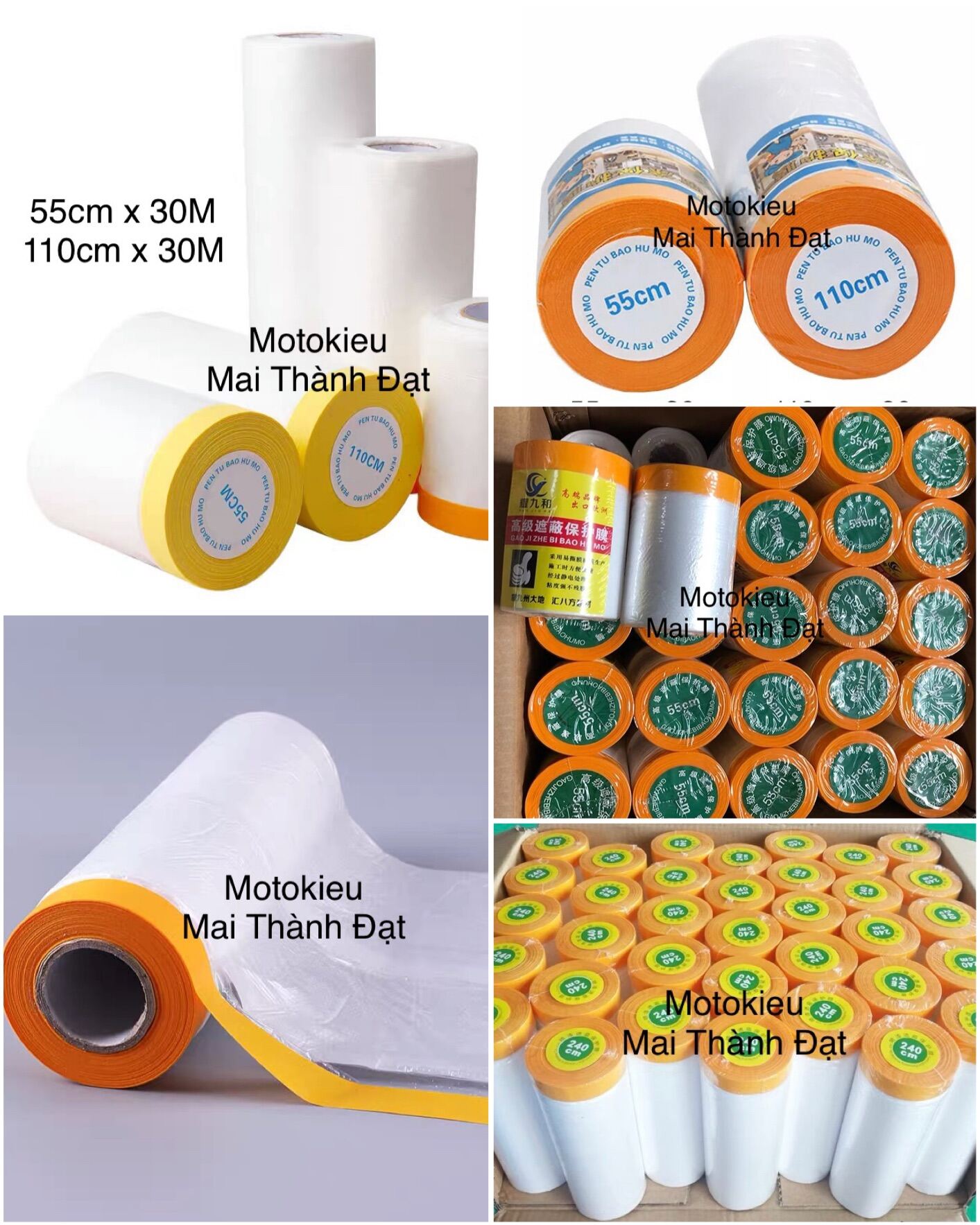 Băng Keo Nilon giấy bóng che chắn bụi sơn kích cỡ 55cm x30 - 110cm x30m ( Sơn oto xe máy ) MotokieuM
