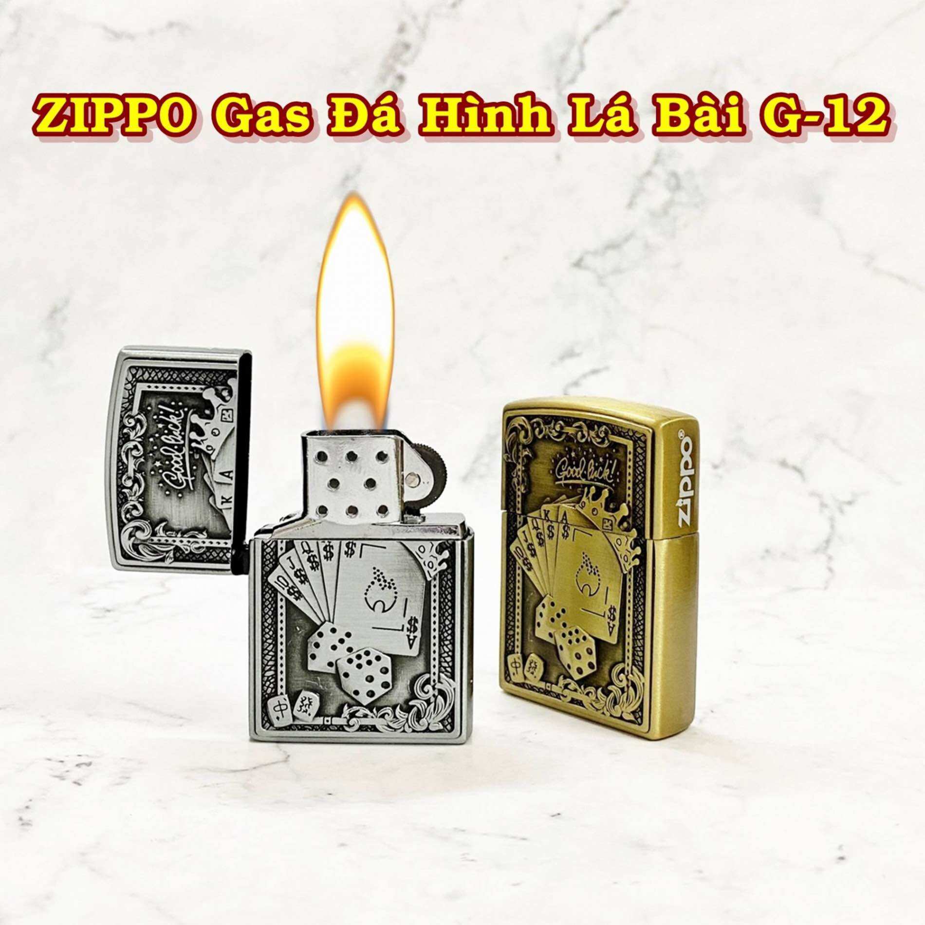 [HCM] Bật Lửa Zippo Gas Đá Hình Khắc Nổi Các Kiểu (Chọn Mẫu)