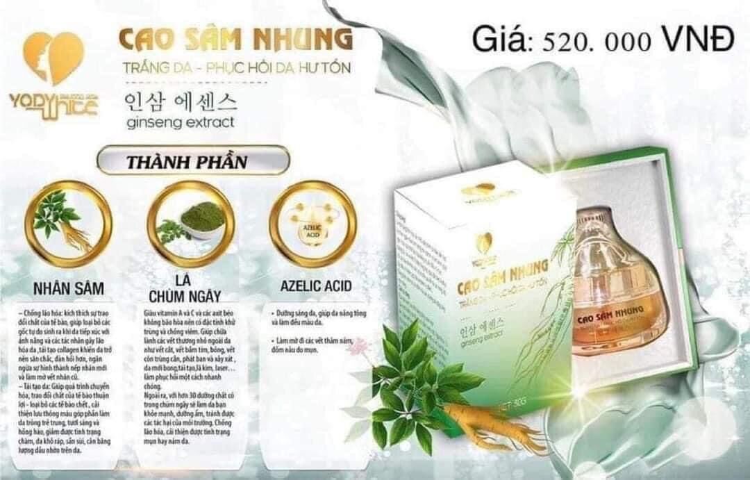 Kem Cao Sâm Nhung Yody White Phương Anh