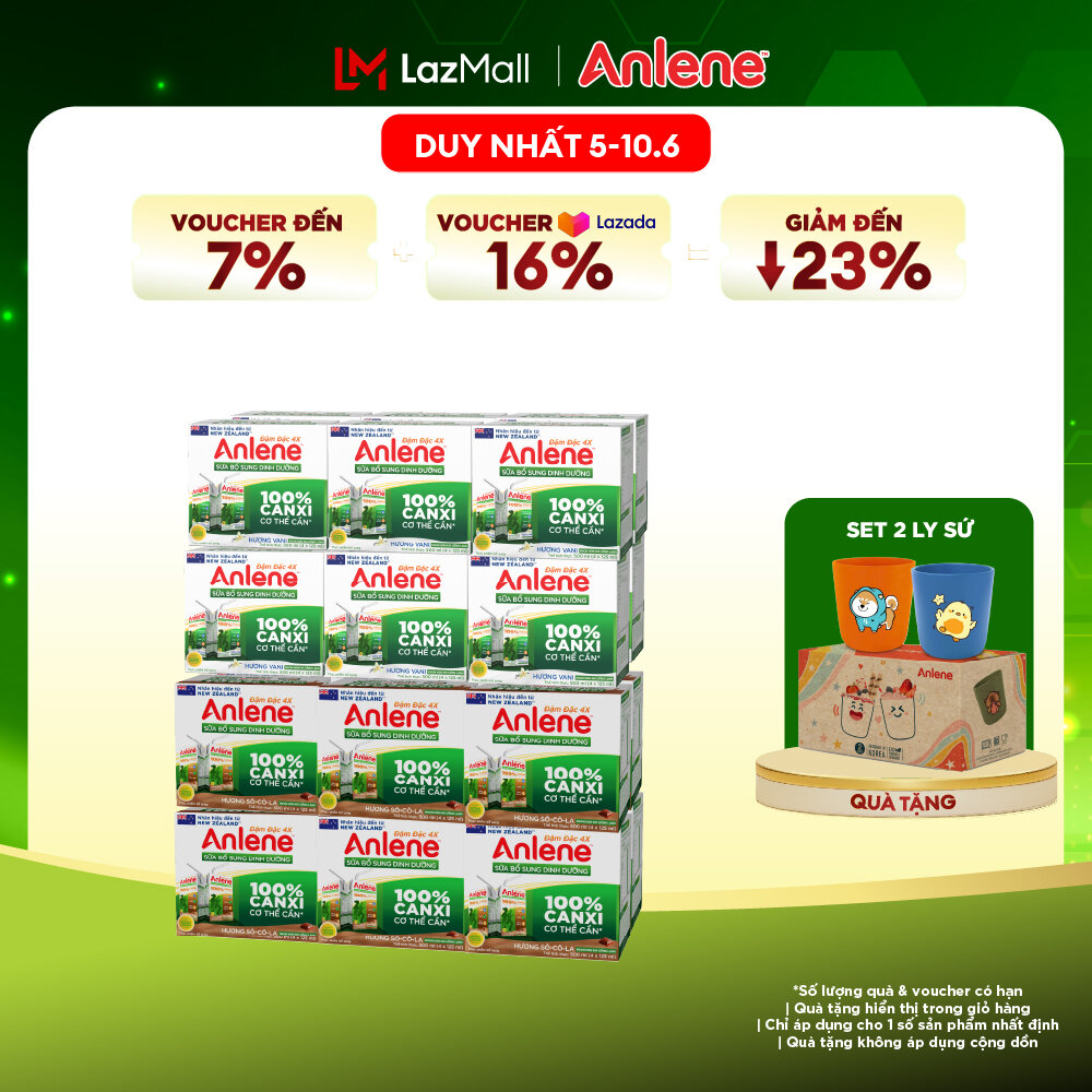 [Voucher giảm đến 26%]Combo 2 Thùng Sữa Nước Anlene 110Ml ( Vani  Socola )