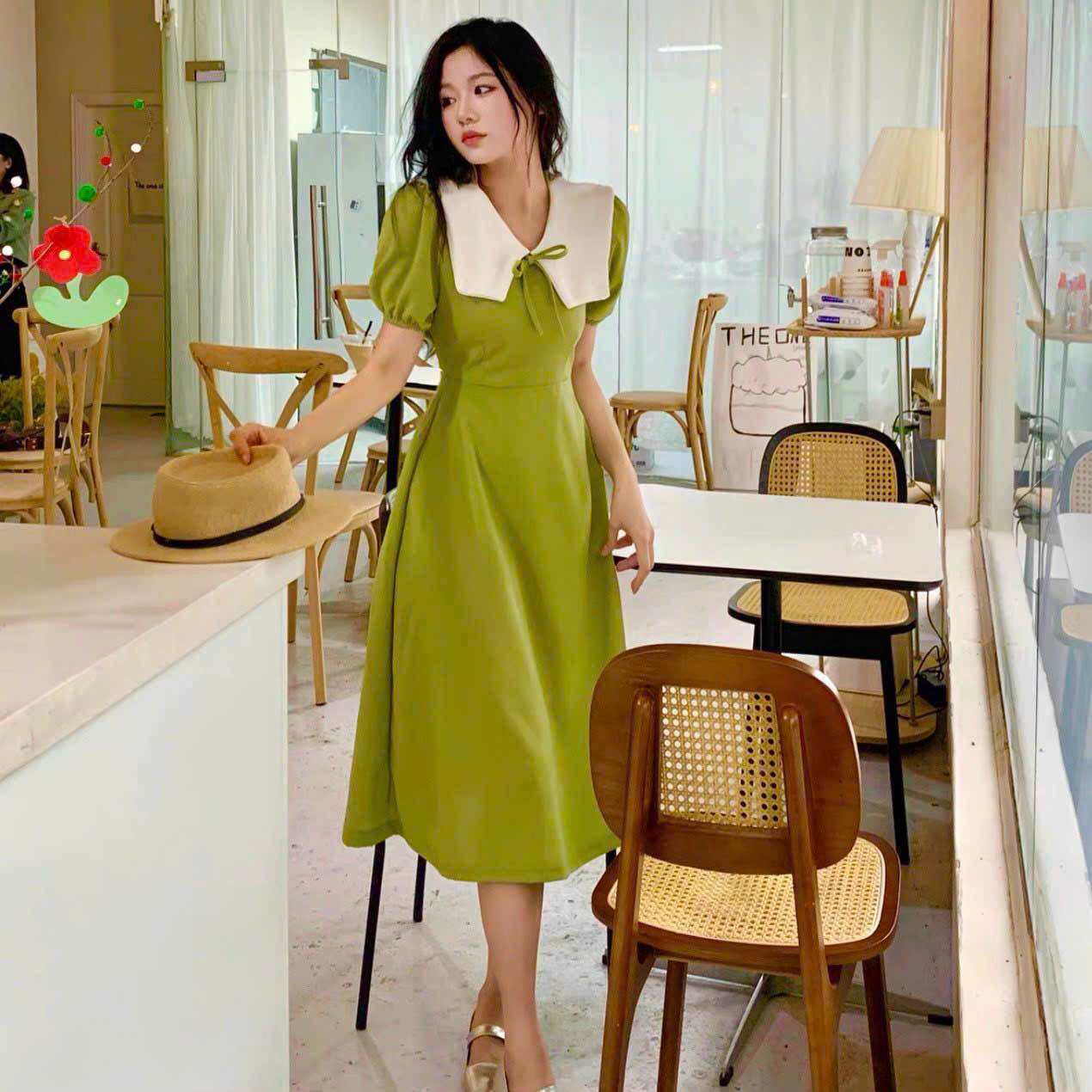 Đầm suông cổ thuỷ thủ trắng 2 màu