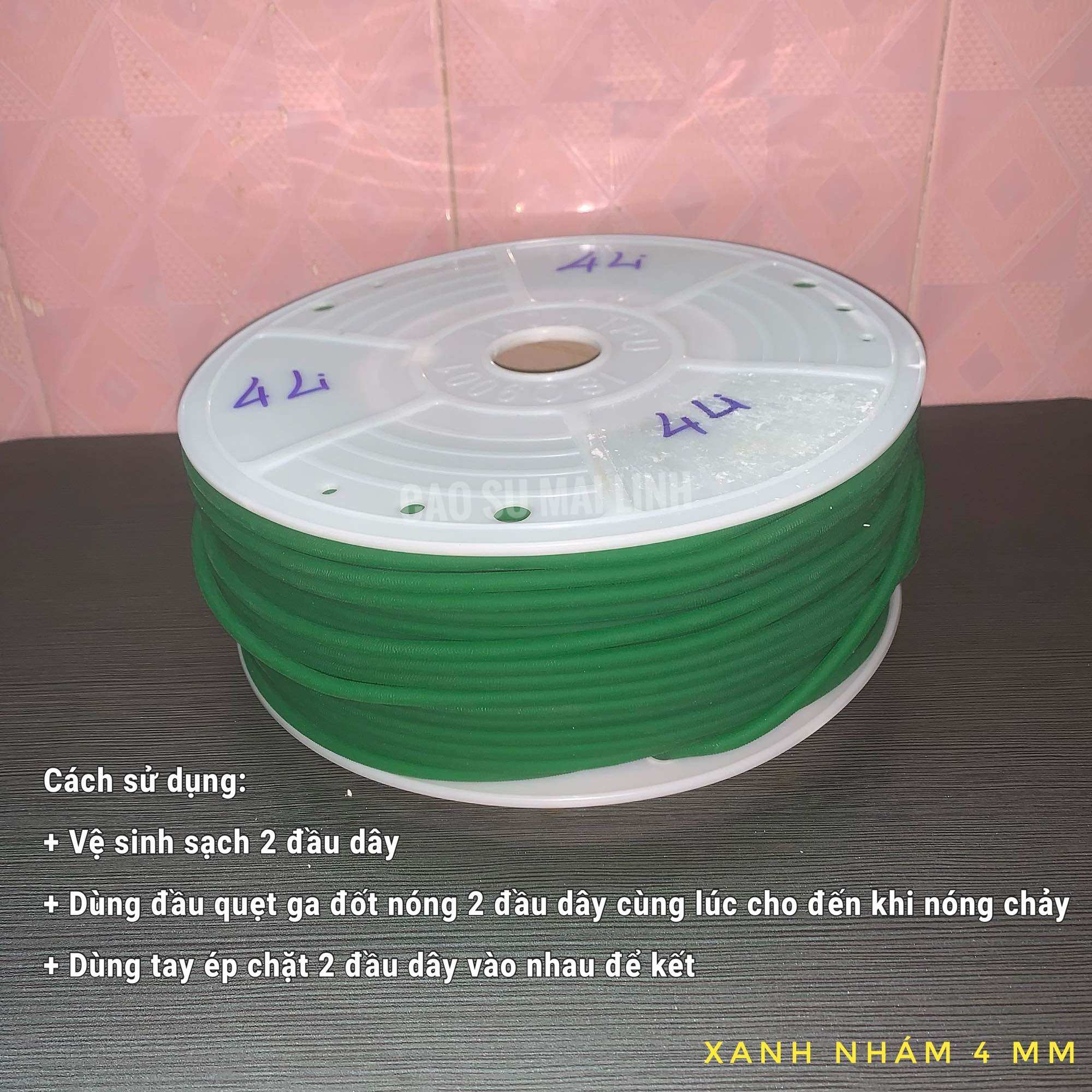 Dây PU xanh nhám hàn 2 đầu 4mm, Dây PU xanh nhám dày 4li, Dây curoa xanh nhám dày 4mm