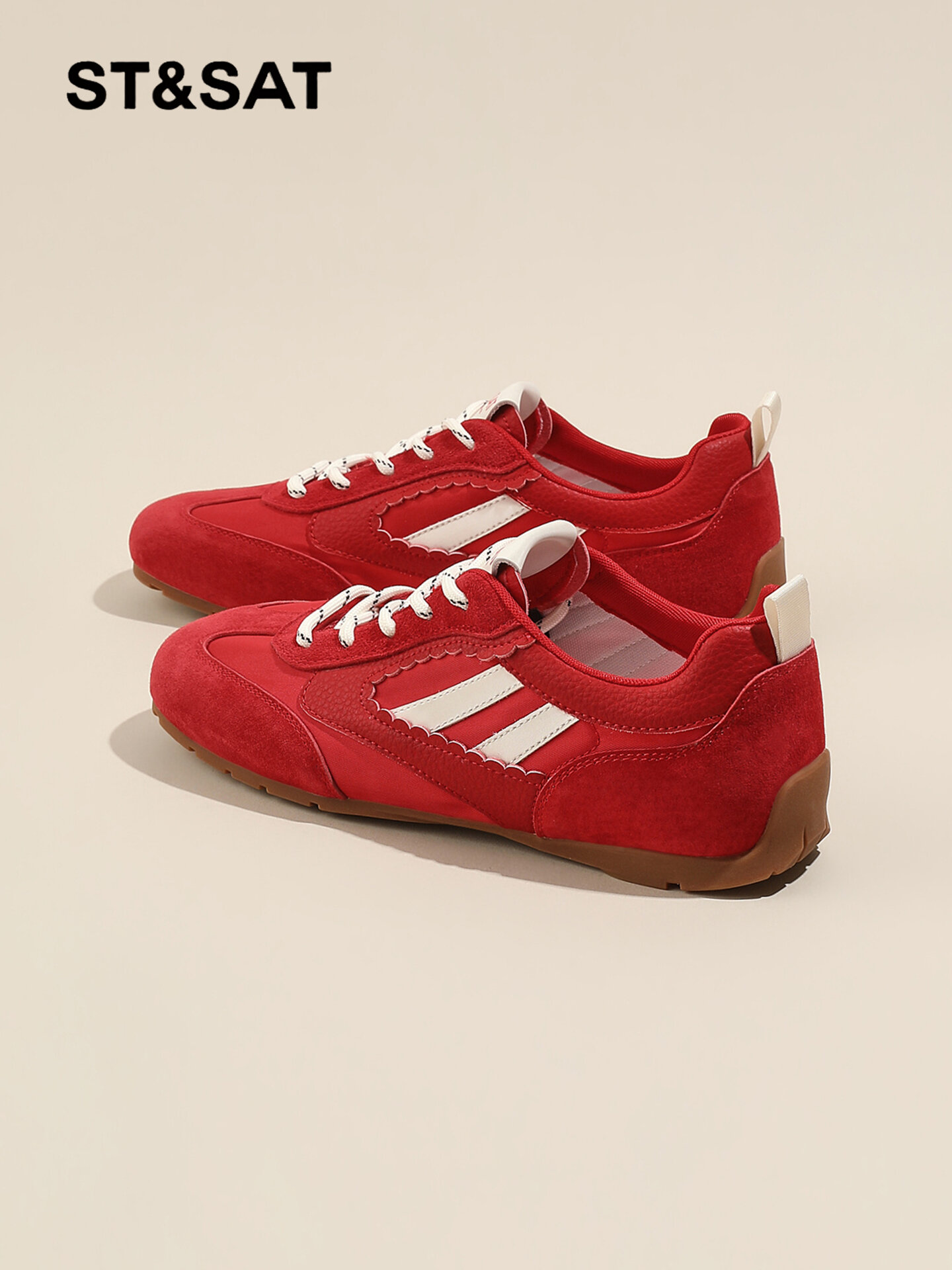 ST&SAT | New Year New Red Comfortable Height Increasing Lace-up Casual Sports Shoes Giá 2,223,000 Đồng*Miễn phí vận chuyển