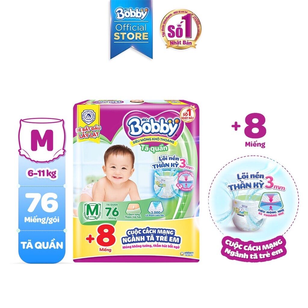Tã quần bobby mới m76/l68/xl62/xxl56