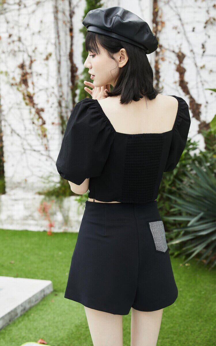 Áo croptop nơ tay bồng Vero Moda (Size Xs)
