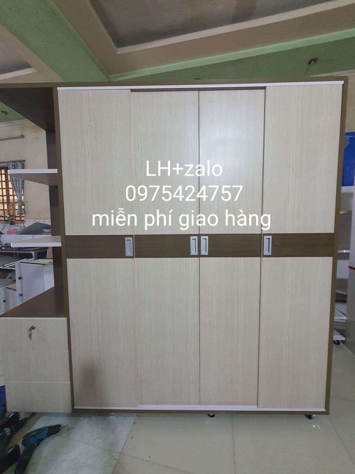 Tủ nhựa đài loan 4 cánh 1 kệ cửa lùa